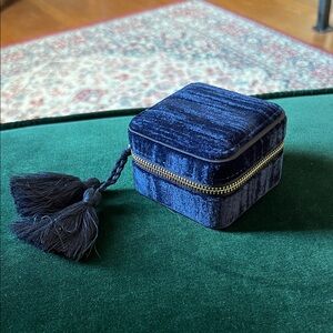 Sezane Blue Velvet Jewelry Case